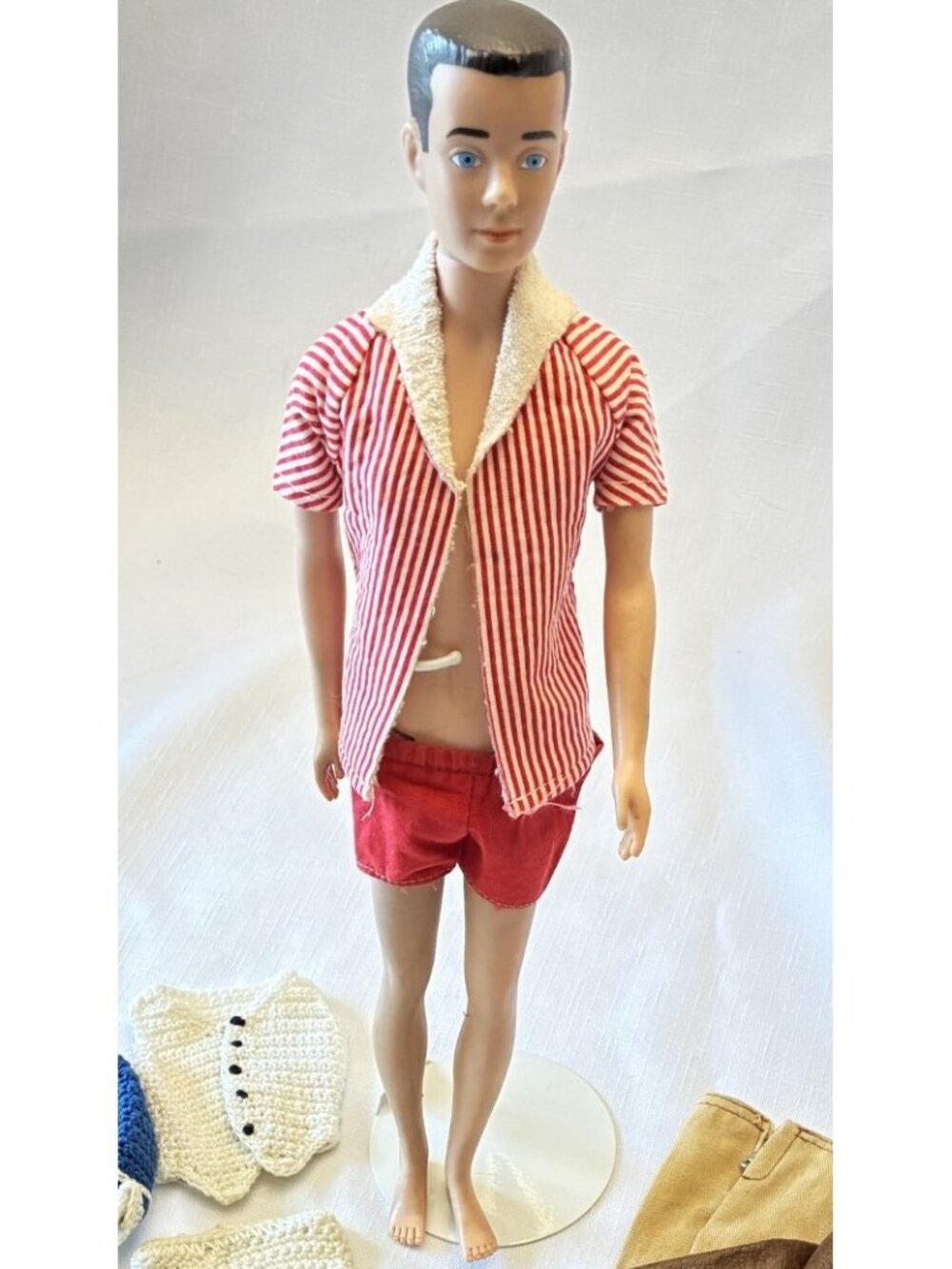 Mattel Ken Doll #750 Original Red White Swim Outfit 1965 Blue Eyes Painted Hair